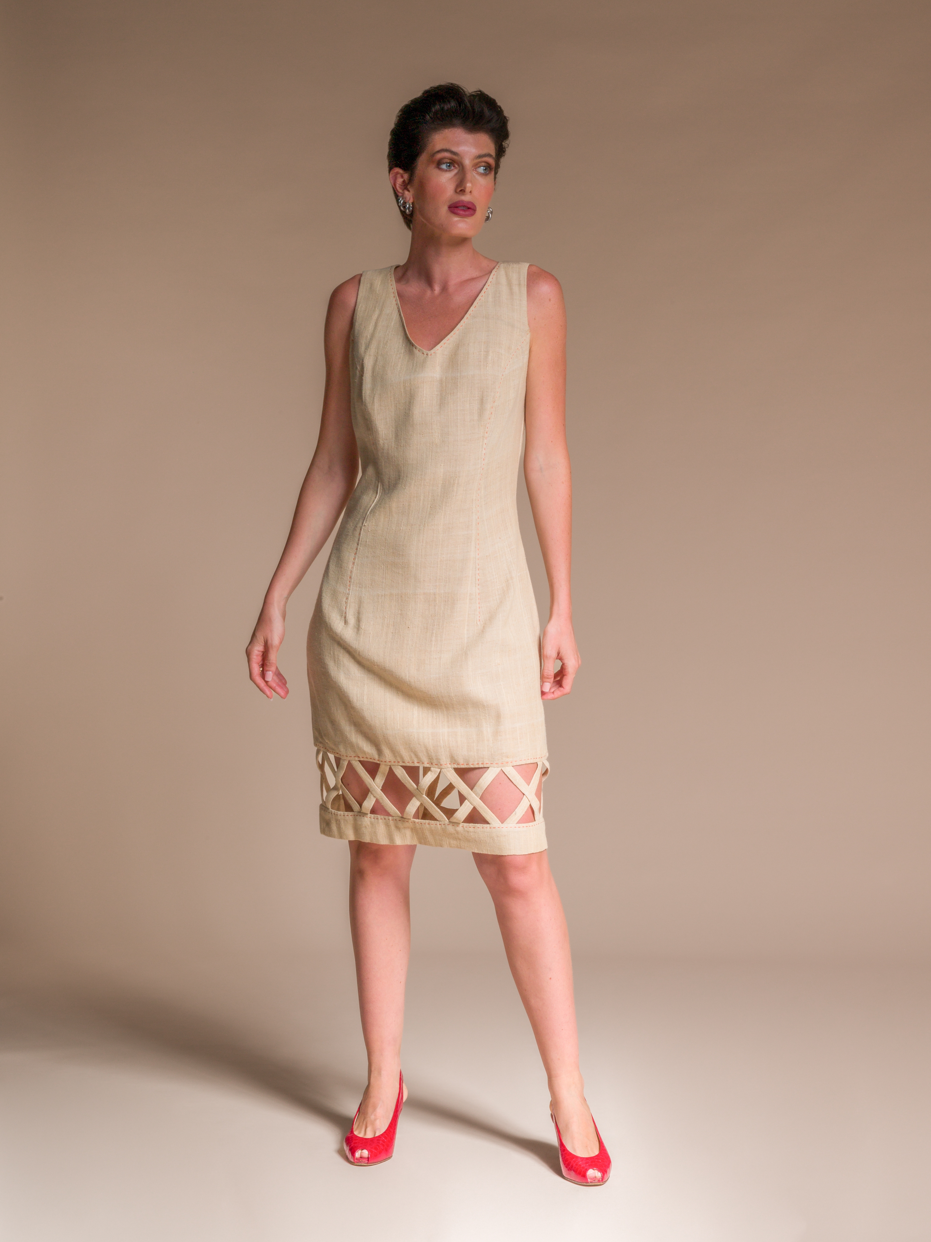 Beige Dress in Lotus Silk & Organic Cotton