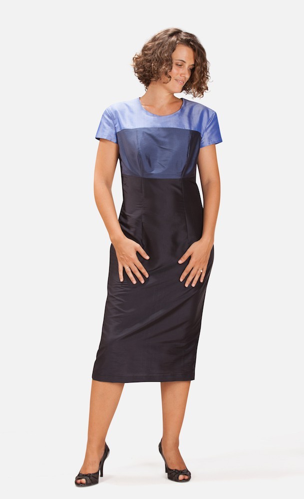 ALIZEE blue silk dress
