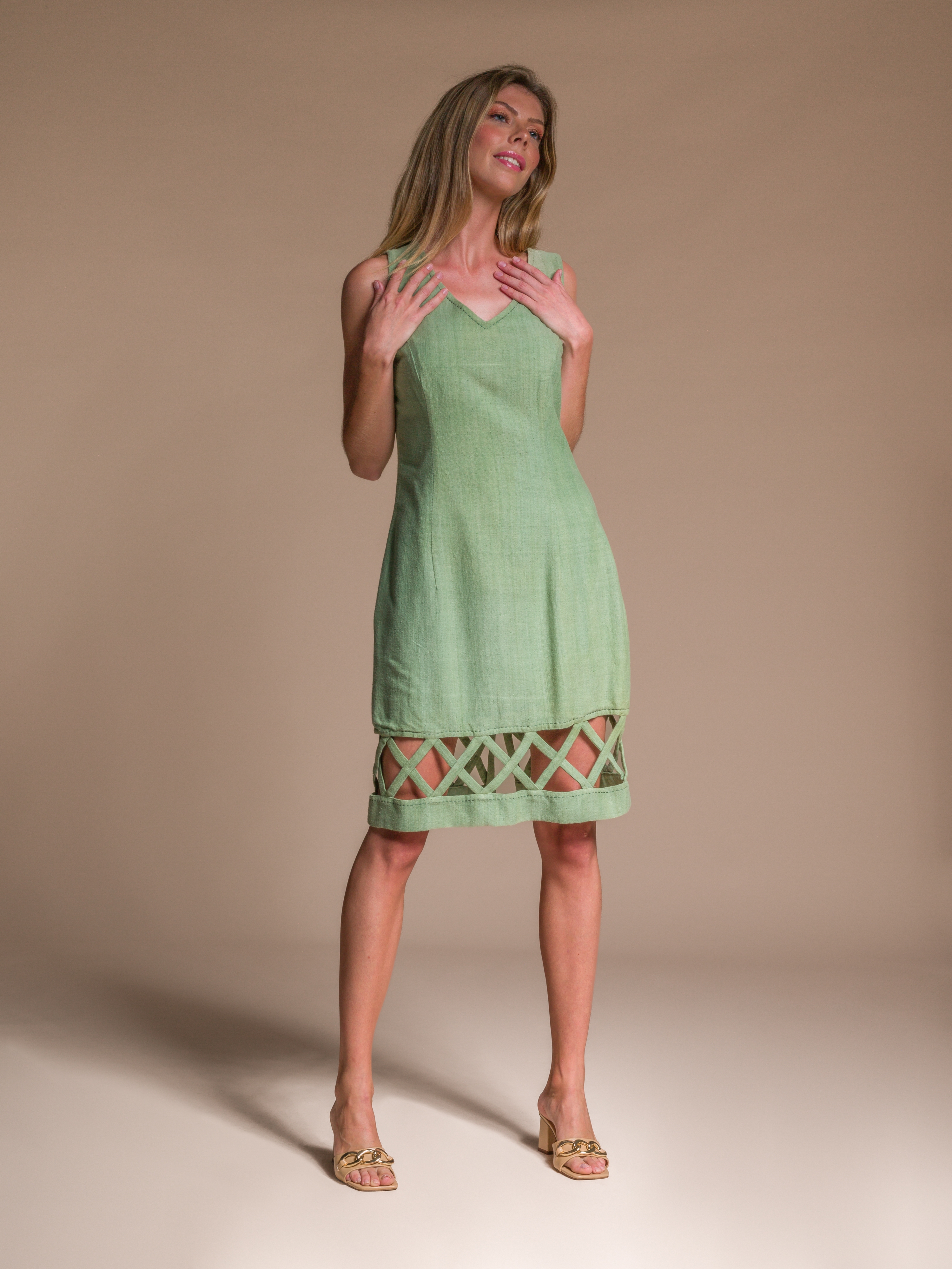 Green Dress in Lotus Silk & Organic Cotton
