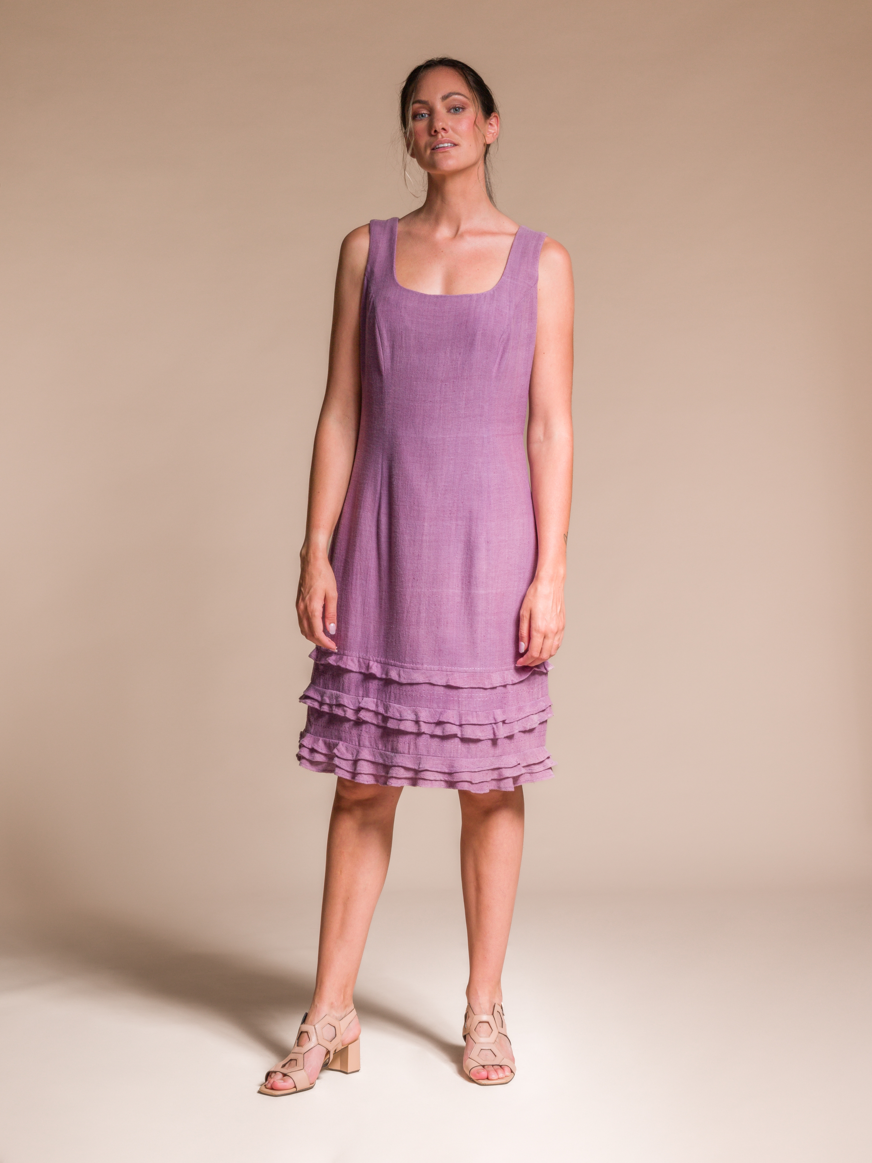 Violet ruffle Dress in Lotus Silk & Organic Cotton