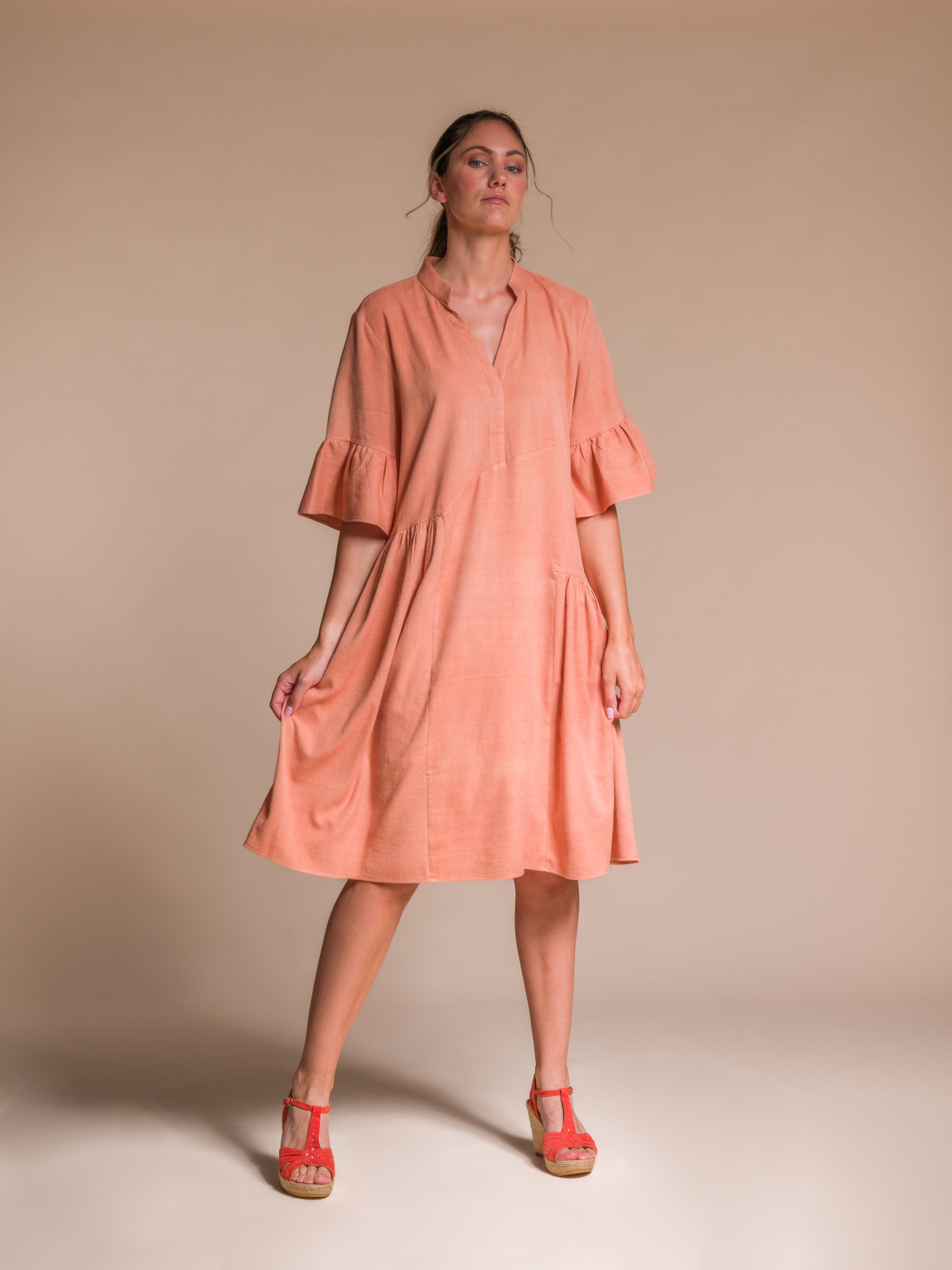 Terracotta Dress in Lotus Silk & Organic Cotton