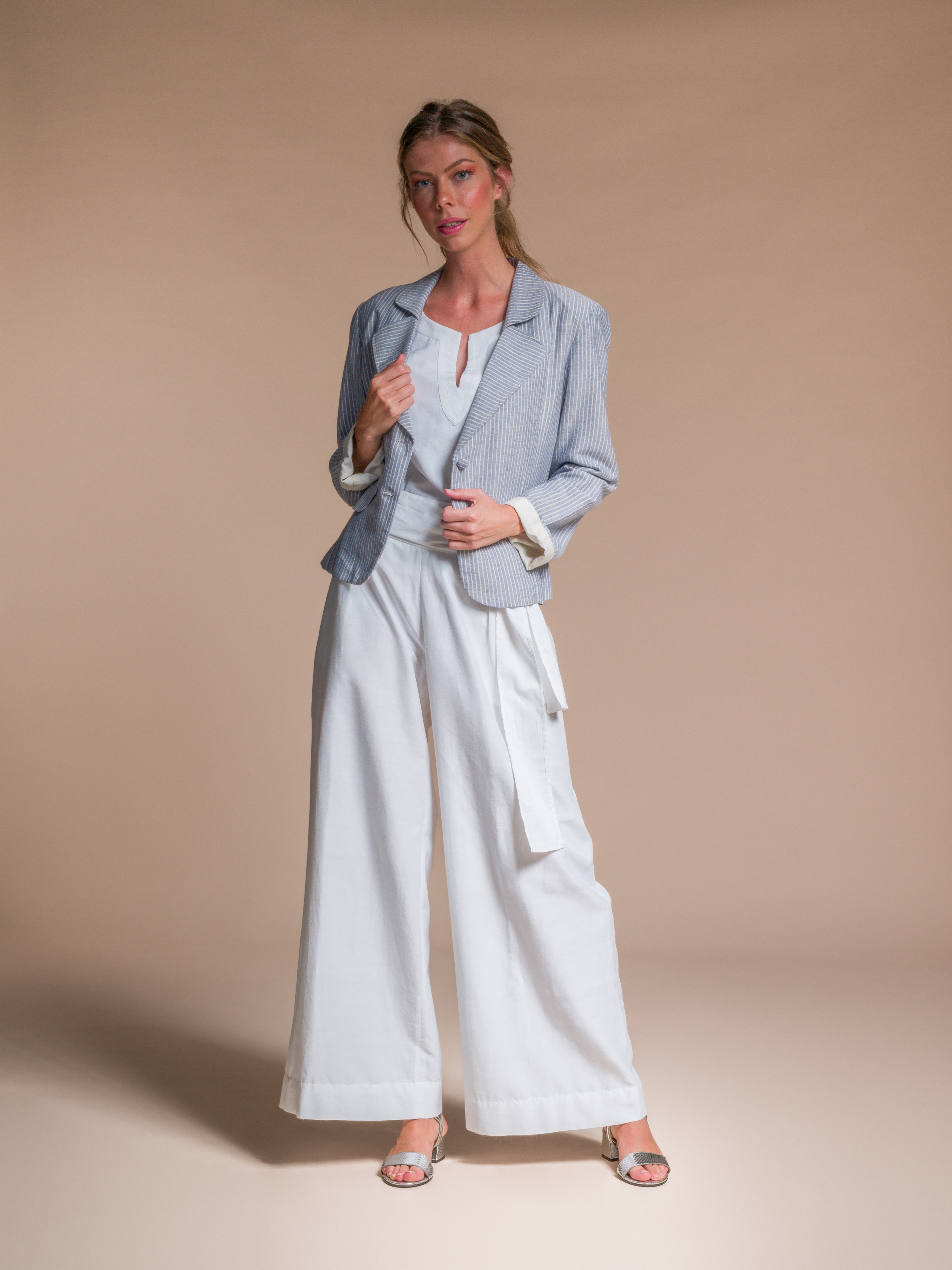 Blue oversize Jacket in Lotus Silk & Organic Cotton