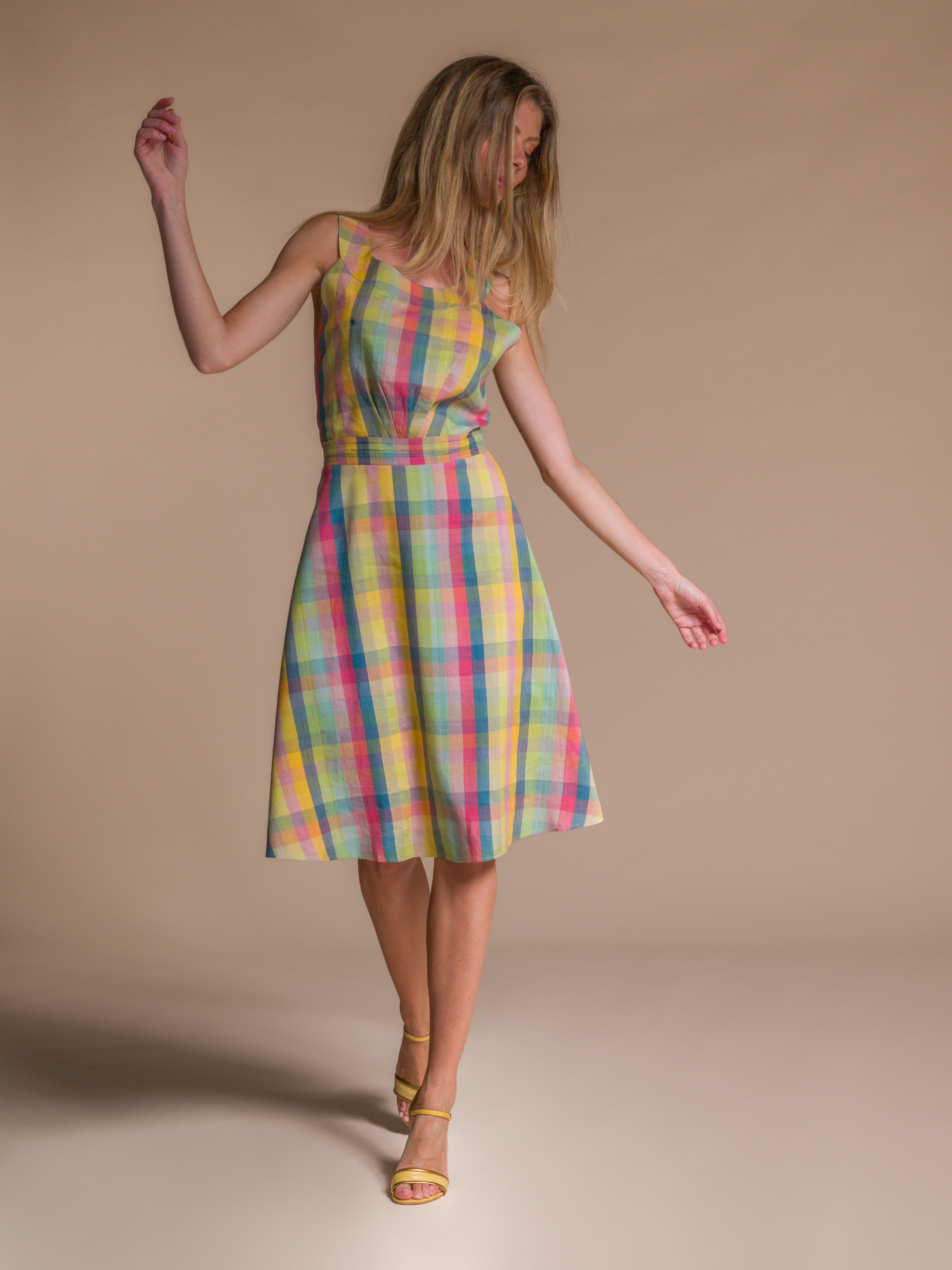 Multicolor summer Dress in Mulberry Silk & Lotus