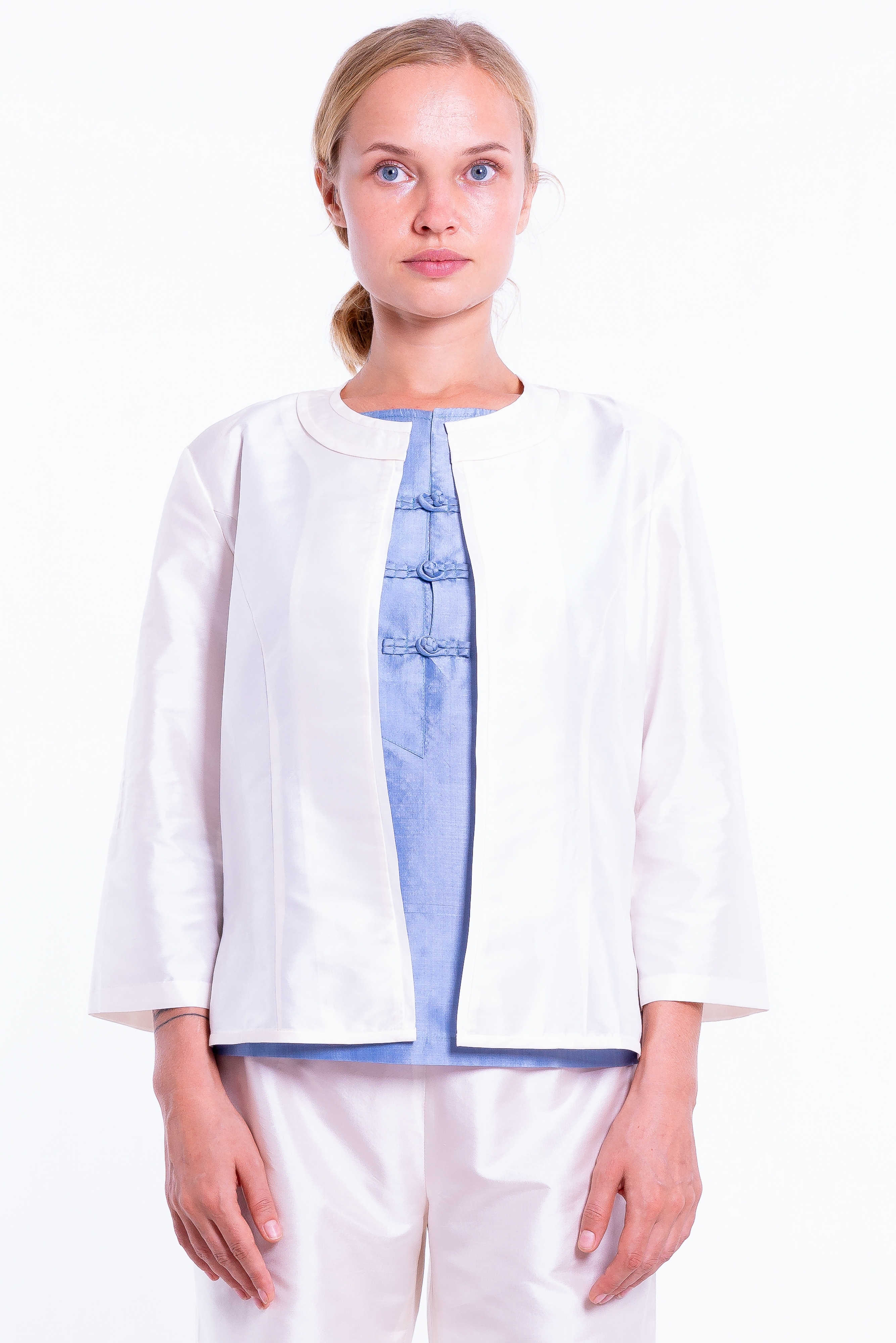 Cream silk jacket in taffeta 100% Mulberry Silk