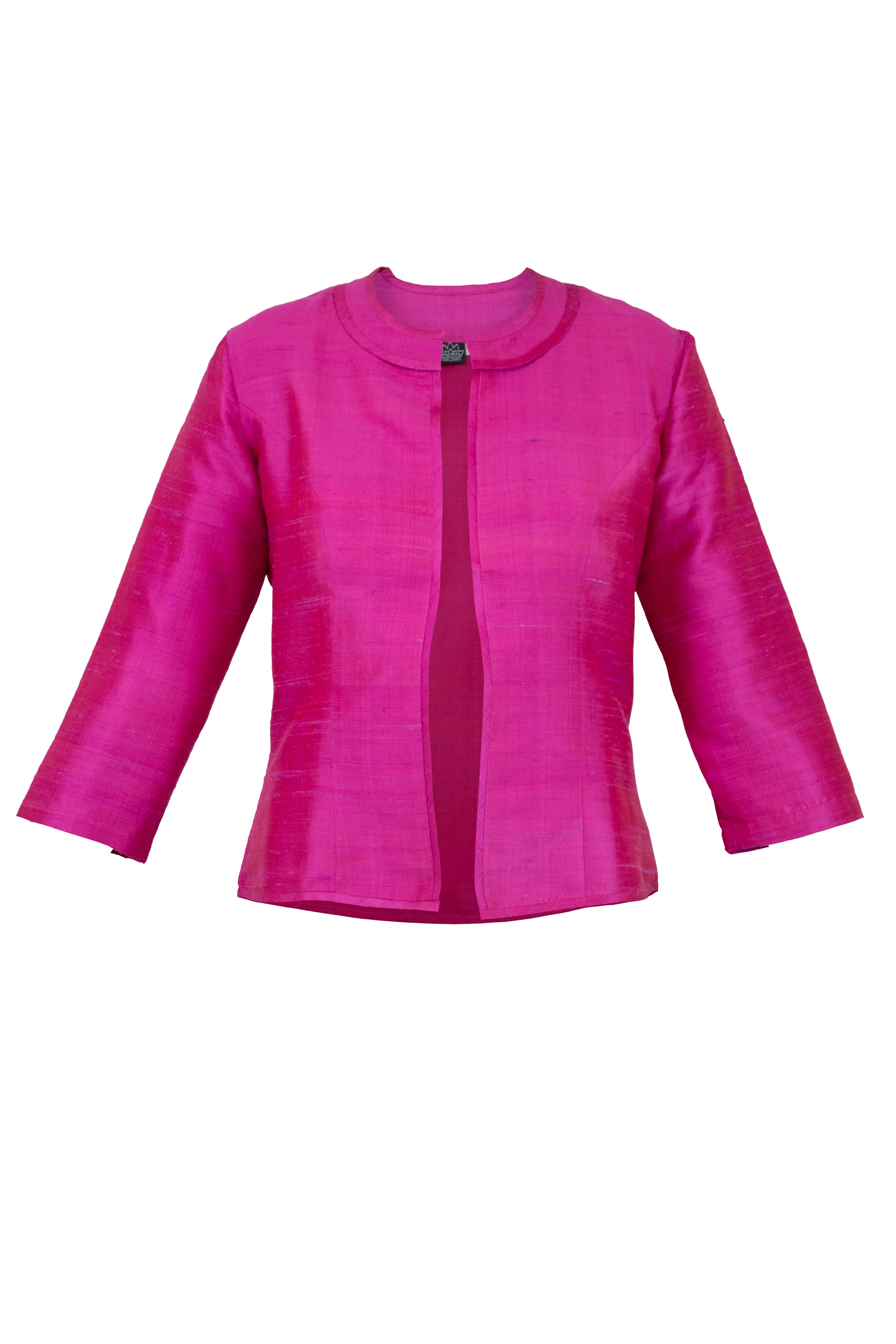 Fuchsia pink silk jacket in 100% raw Mulberry Silk