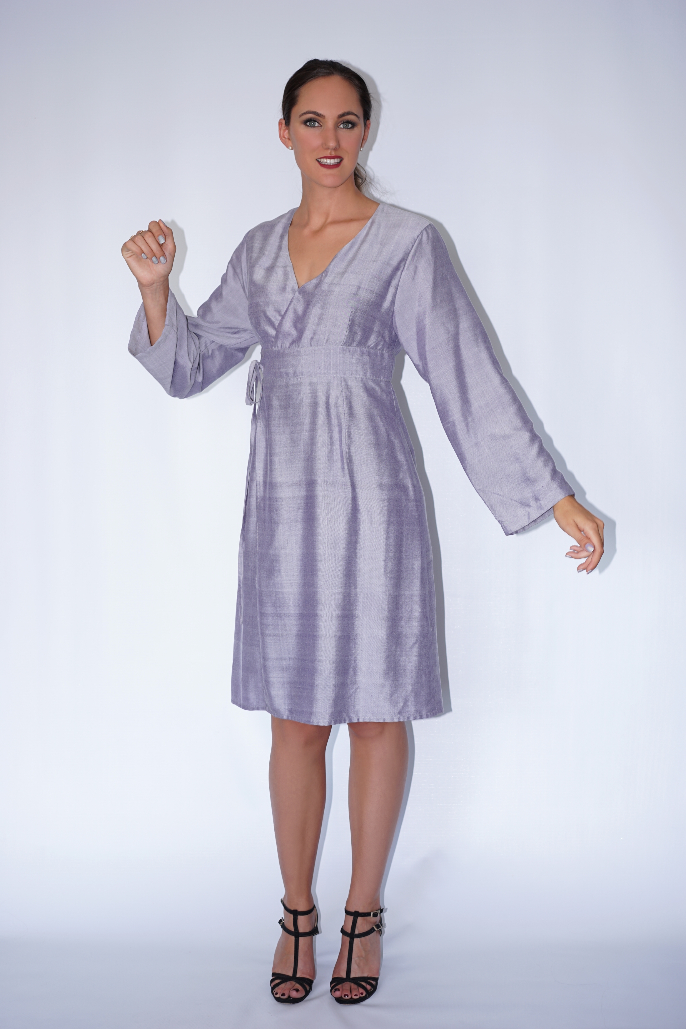 Purple kimono Dress in Silk & Organic Cotton