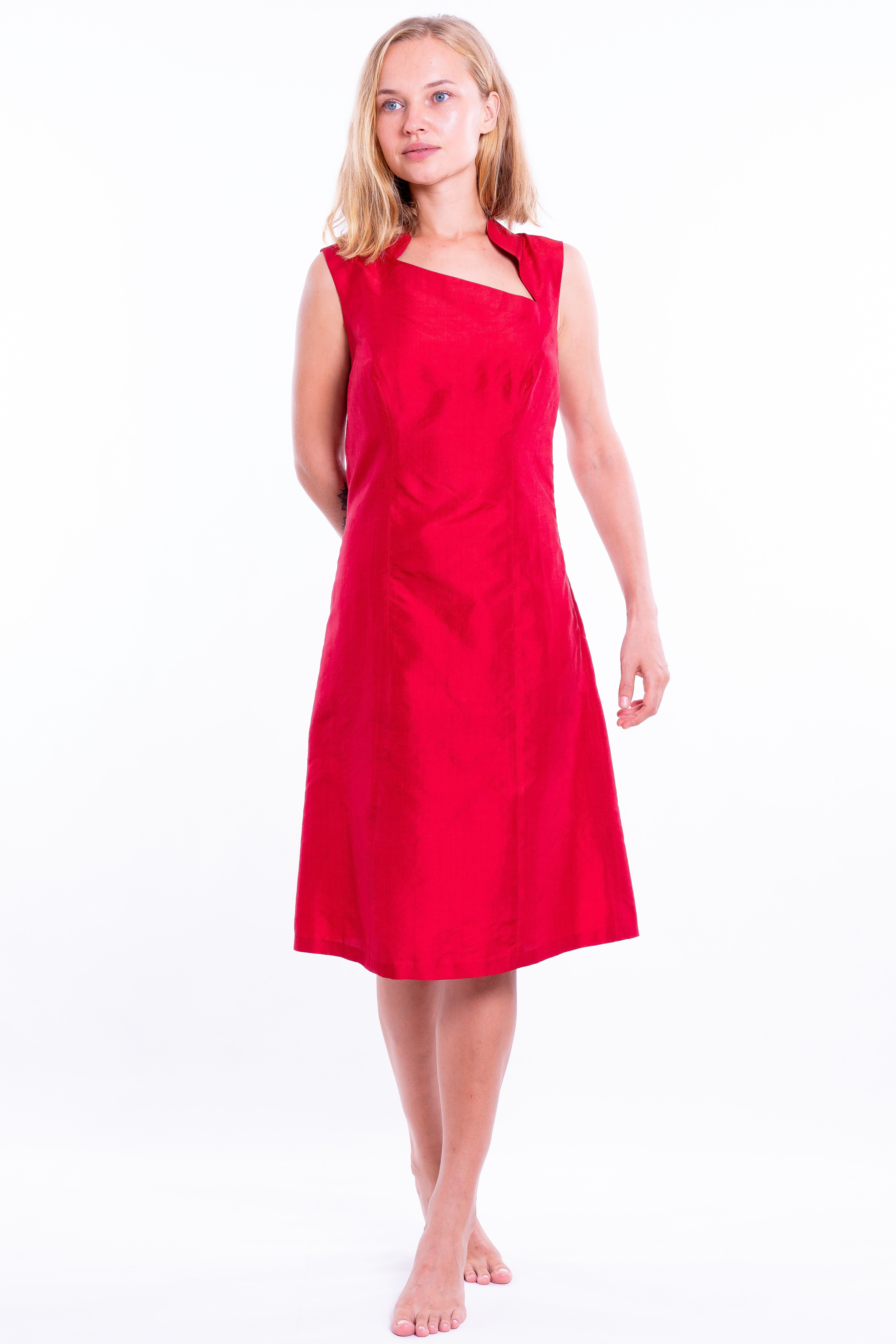 Scarlet Red pure Mulberry Silk Dress
