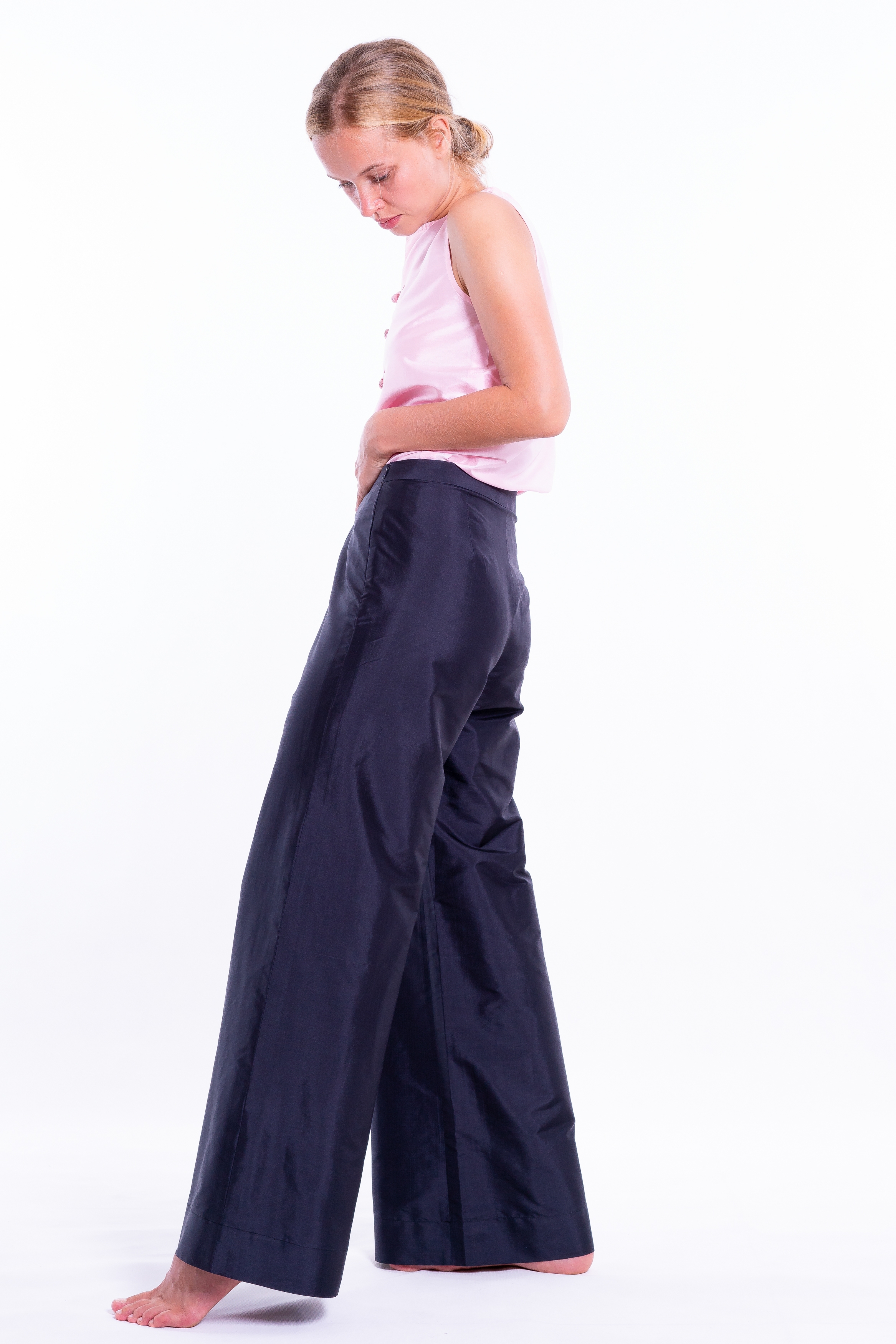 Wide Leg black Palazzo Silk trousers